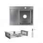 Комплект Lidz Handmade H6350L Мийка для кухні інтегрована крило зліва Brushed у комплекті з дозатором + Lidz SD00053645