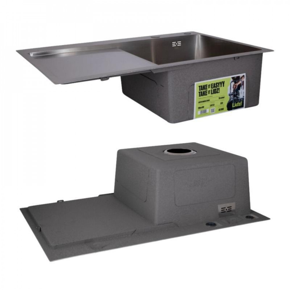 Комплект Lidz Handmade H7849L Мийка для кухні інтегрована крило зліва Brushed у комплекті з дозатором + Lidz SD00053647
