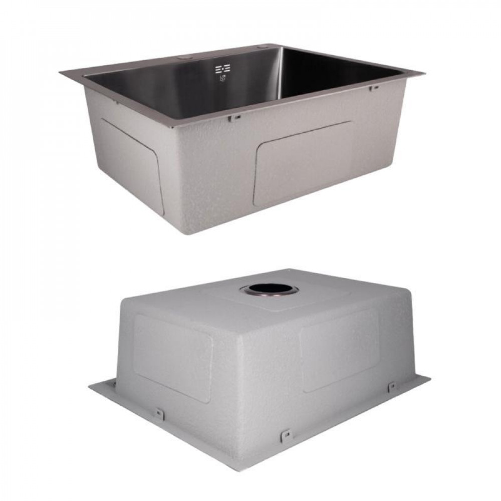 Комплект Lidz Handmade H6050B Мийка для кухні інтегрована BlackPVD у комплекті з дозатором + Lidz K01B Корзина для кухонної мийки SD00053651