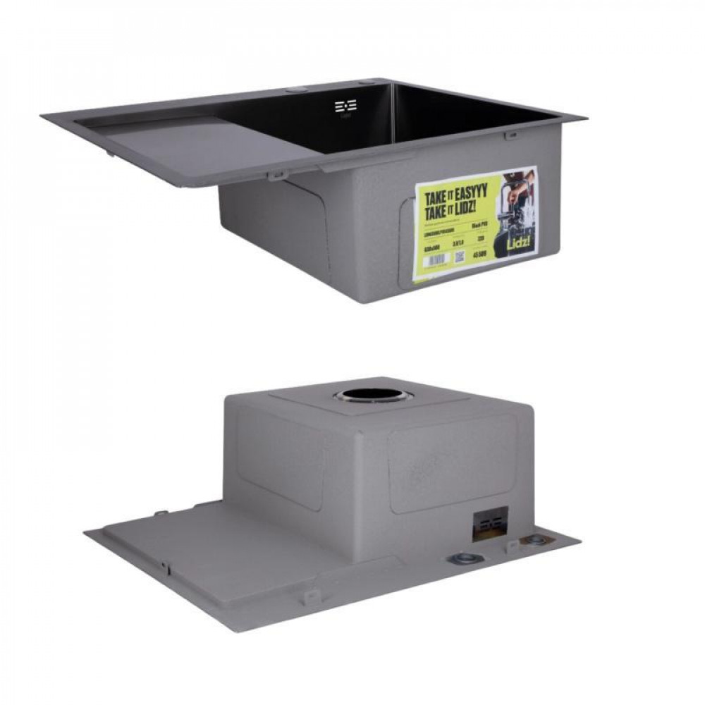 Комплект Lidz Handmade H6350BL Мийка для кухні інтегрована крило зліва BlackPVD у комплекті з дозатором + Lidz SD00053652