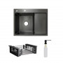 Комплект Lidz Handmade H6350BR Мийка для кухні інтегрована крило зправа BlackPVD у комплекті з дозатором + SD00053653