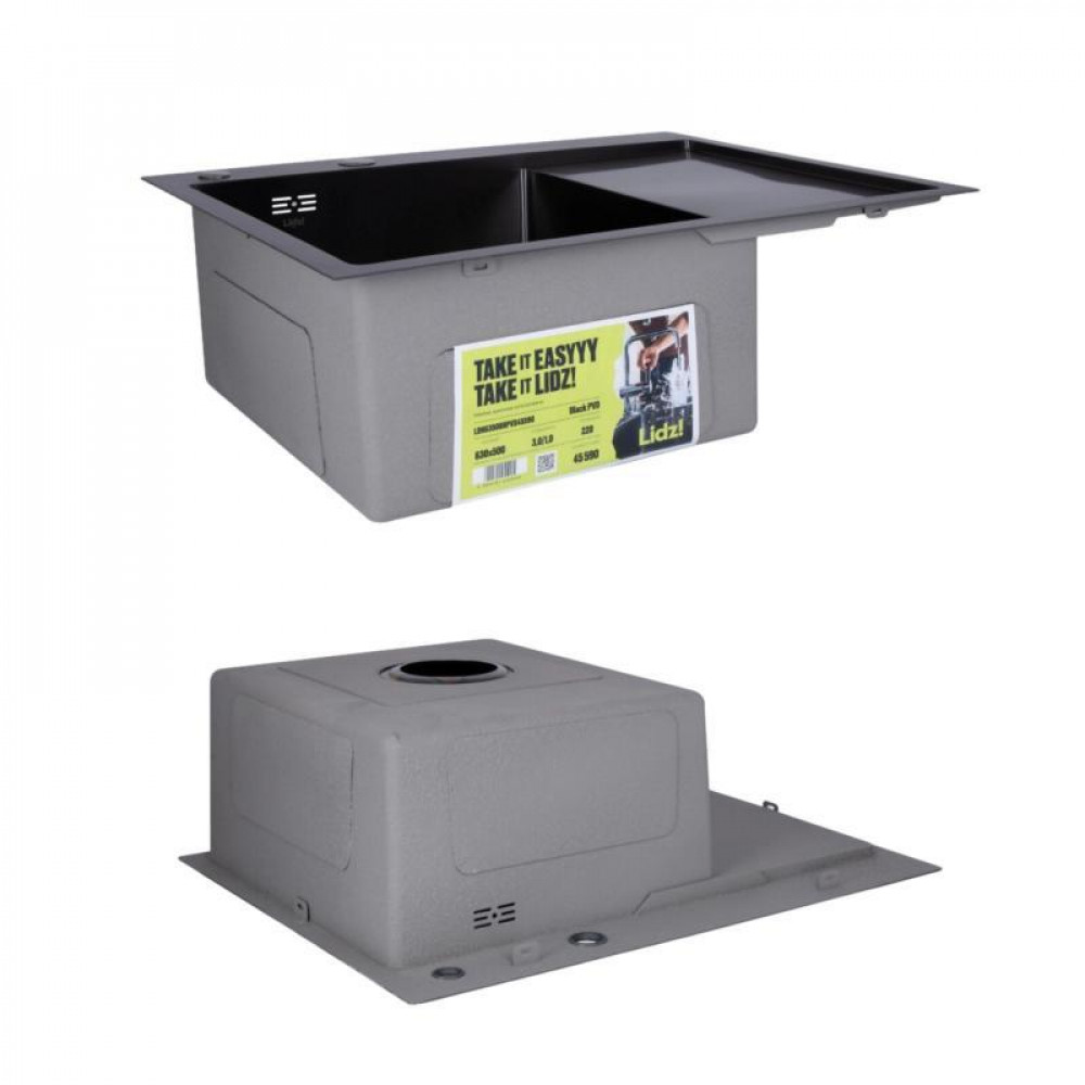 Комплект Lidz Handmade H6350BR Мийка для кухні інтегрована крило зправа BlackPVD у комплекті з дозатором + SD00053653