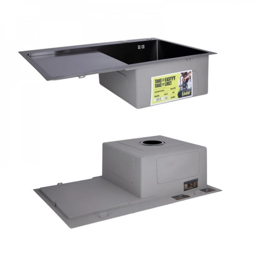 Комплект Lidz Handmade H7849BL Мийка для кухні інтегрована крило зліва BlackPVD у комплекті з дозатором + Lidz SD00053654