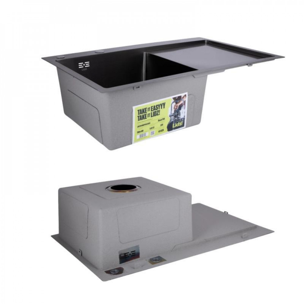 Комплект Lidz Handmade H7849BR Мийка для кухні інтегрована крило зправа BlackPVD у комплекті з дозатором + SD00053655