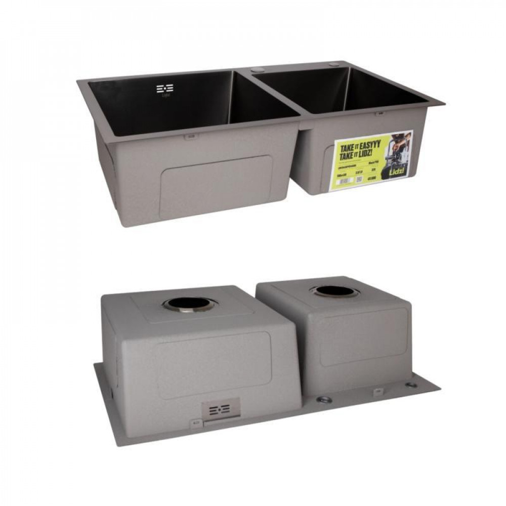 Комплект Lidz Handmade H7843 Мийка для кухні з двома чашами інтегрована BlackPVD у комплекті з дозатором + Lidz K01B Корзина для SD00053656