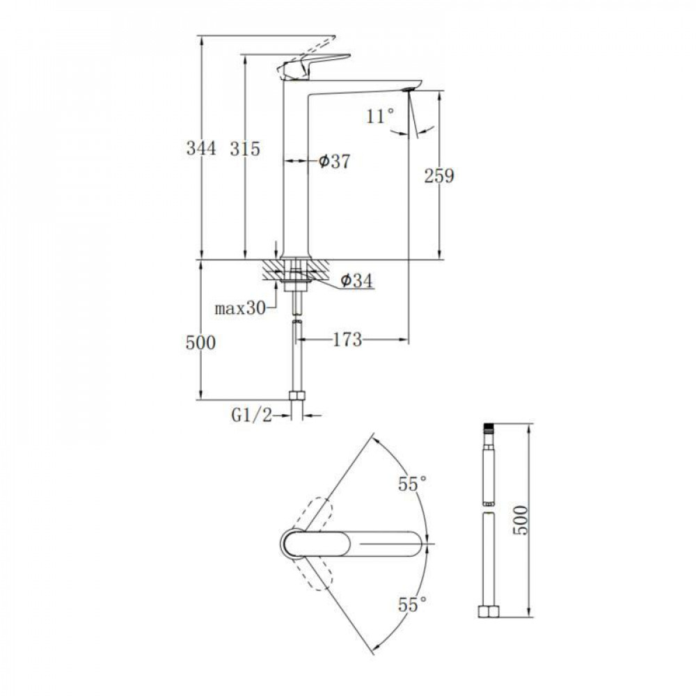 Змішувач для раковини Qtap Evia високий QTEVI269CRM47577 Chrome SD00053701