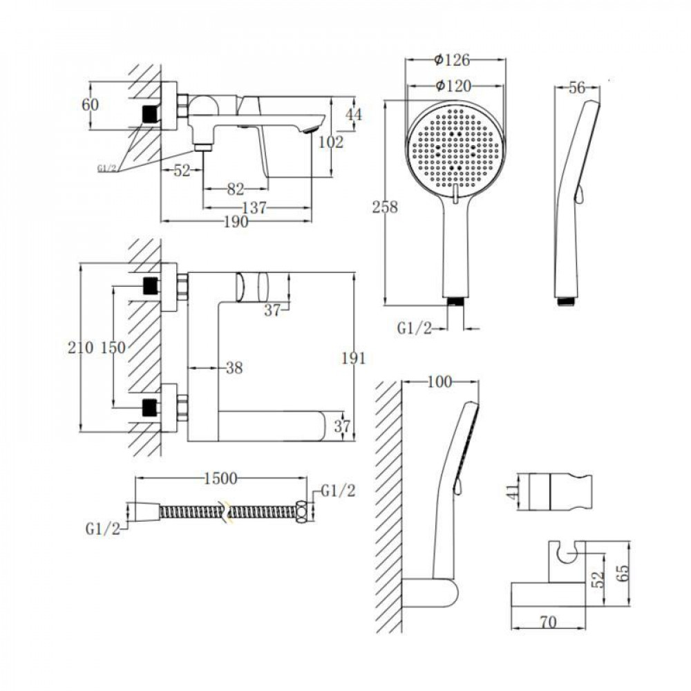 Змішувач для ванни Qtap Evia з поворотним виливом (з душовим гарнітуром) QTEVI260CRM47578 Chrome SD00053702