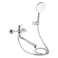 Смеситель для ванны Qtap Evia с длинным поворотным изливом (с душевым гарнитуром) QTEVI260CRM47579 Chrome