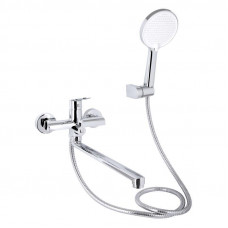 Змішувач для ванни Qtap Evia з довгим поворотним виливом (з душовим гарнітуром) QTEVI260CRM47579 Chrome