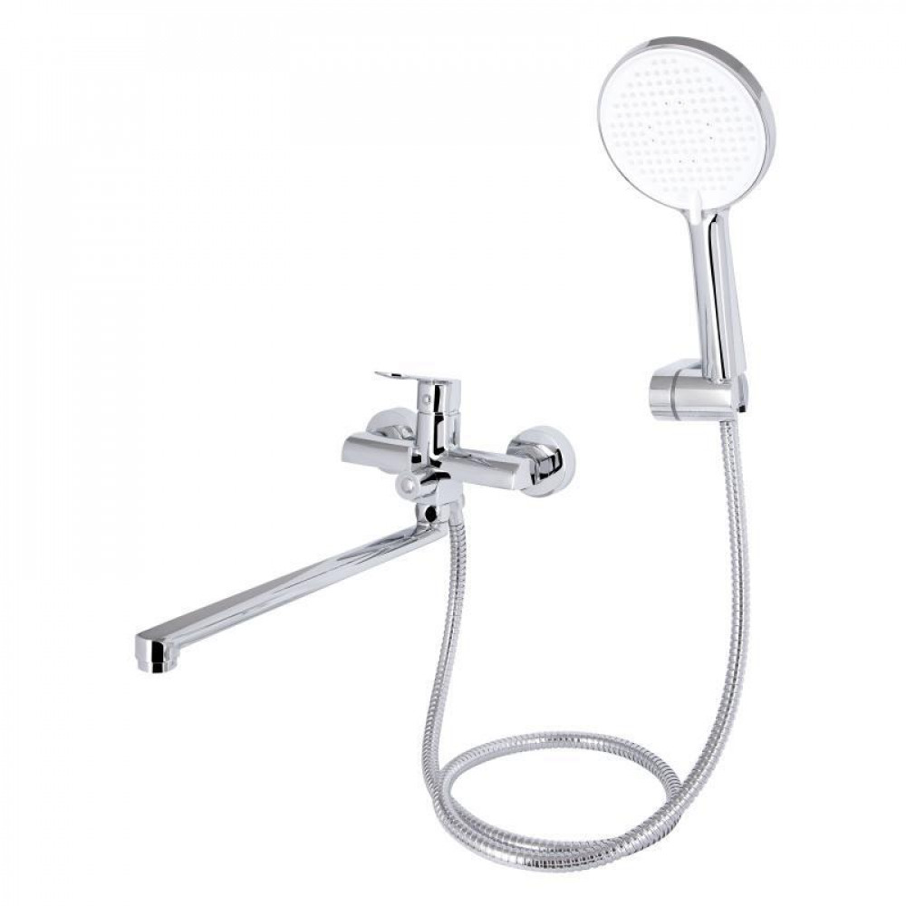 Смеситель для ванны Qtap Evia с длинным поворотным изливом (с душевым гарнитуром) QTEVI260CRM47579 Chrome SD00053703