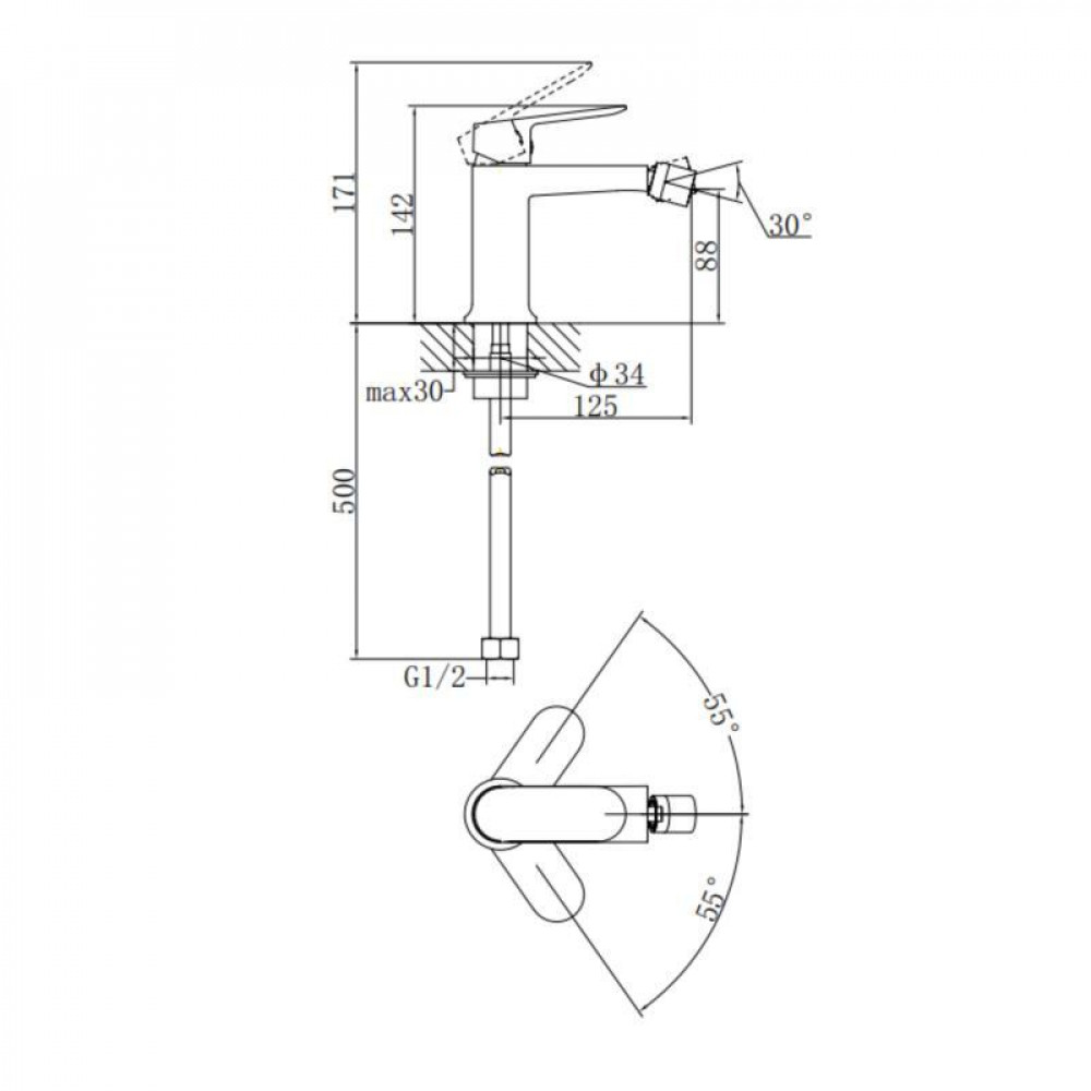 Змішувач для биде Qtap Evia QTEVI255CRM47581 Chrome SD00053705