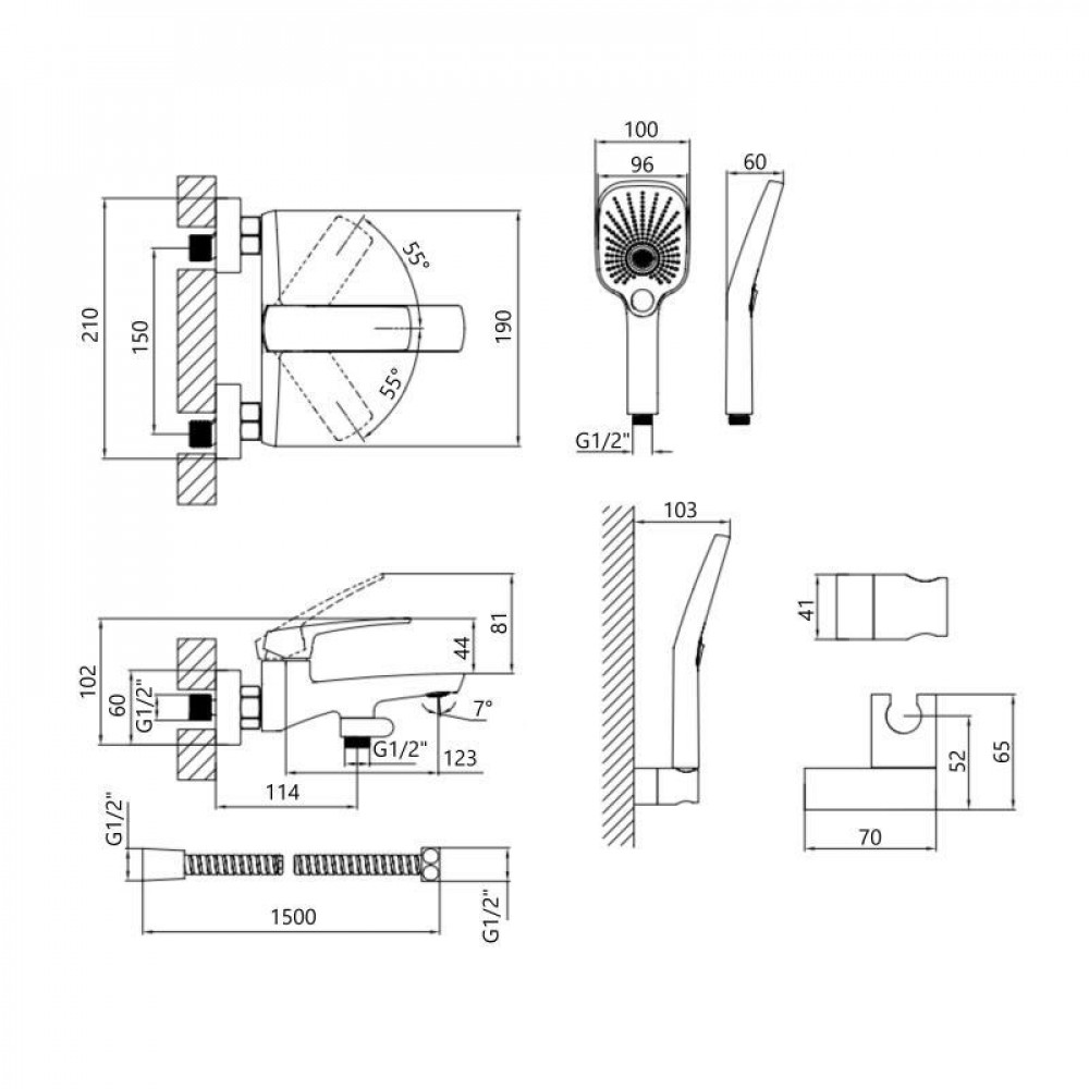 Змішувач для ванни Qtap Tern (c душевым гарнитуром) QTTER259CRM47586 Chrome SD00053710
