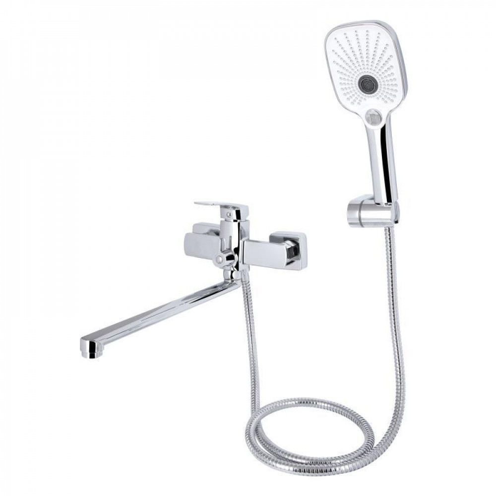 Змішувач для ванни Qtap Tern з довгим поворотним виливом (з душовим гарнітуром) QTTER260CRM47587 Chrome SD00053711