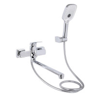 Змішувач для ванни Qtap Tern з довгим поворотним виливом (з душовим гарнітуром) QTTER260CRM47587 Chrome