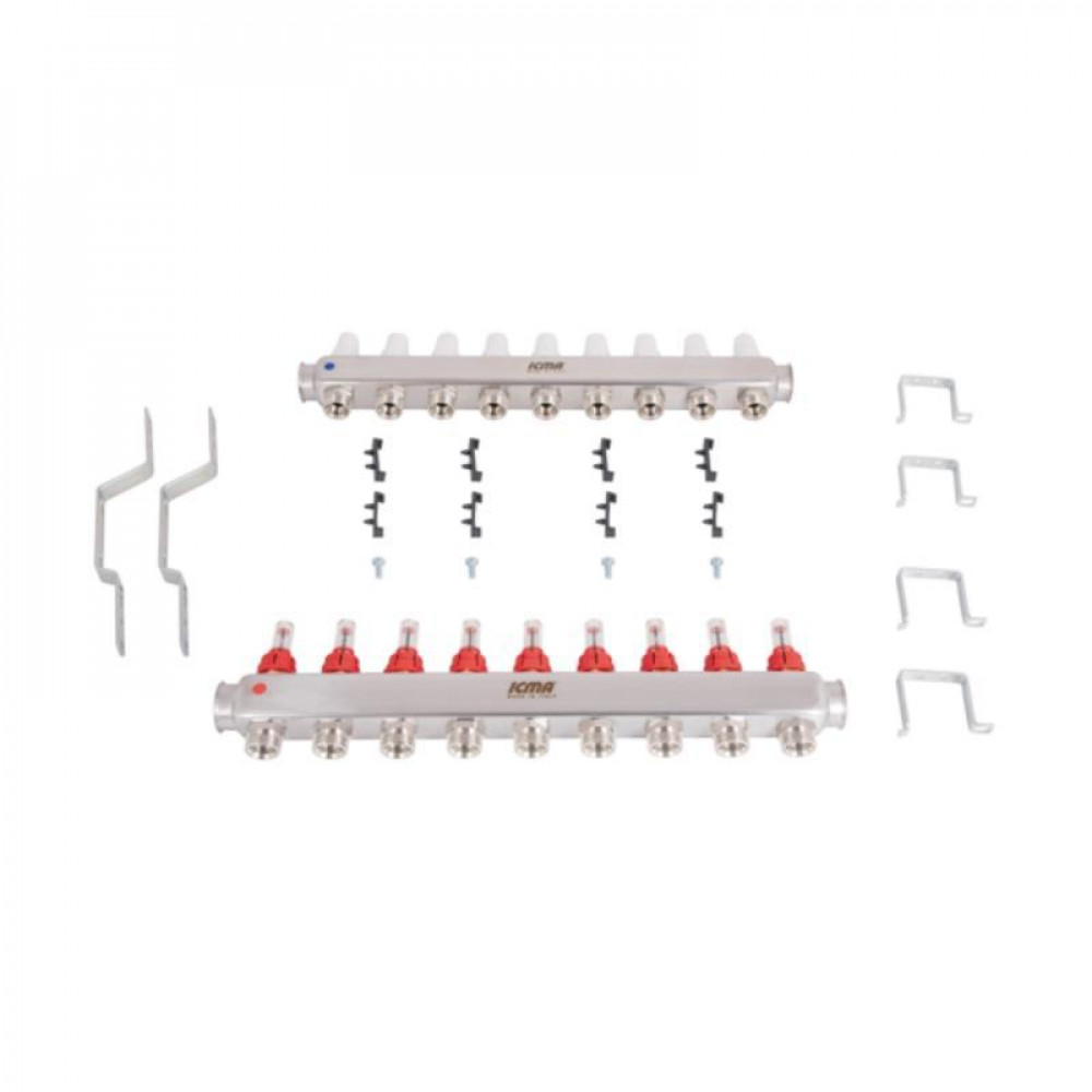 Колектор з витратомірами (нерж.) 1" х9 Icma № К073 SD00053737