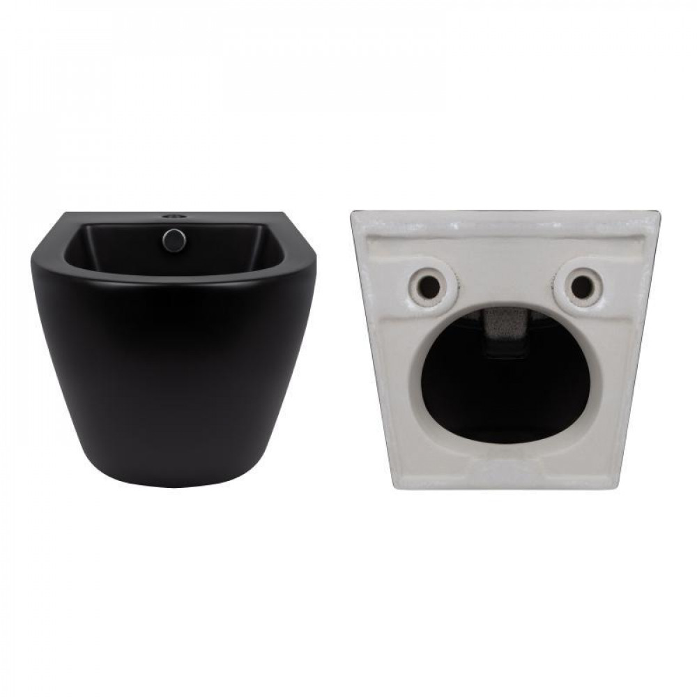 Комплект Qtap Robin Matt Black 2 в 1: унітаз підвісний Ultra Quiet QT13332381АSMB + біде підвісне SD00053752