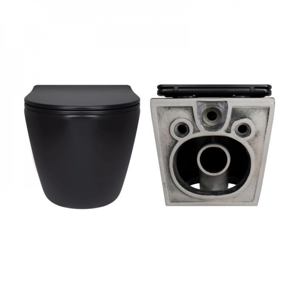 Комплект Qtap Robin Matt Black 2 в 1: унітаз підвісний Ultra Quiet QT13332381АSMB + біде підвісне SD00053752
