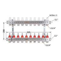 Колектор Icma № К073 з витратомірами (нерж.) 1" х 3/4" на 2 виходів