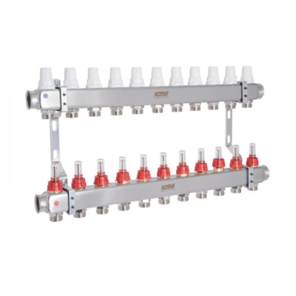 Колектор Icma № К073 з витратомірами (нерж.) 1" х 3/4" на 11 виходів SD00054040