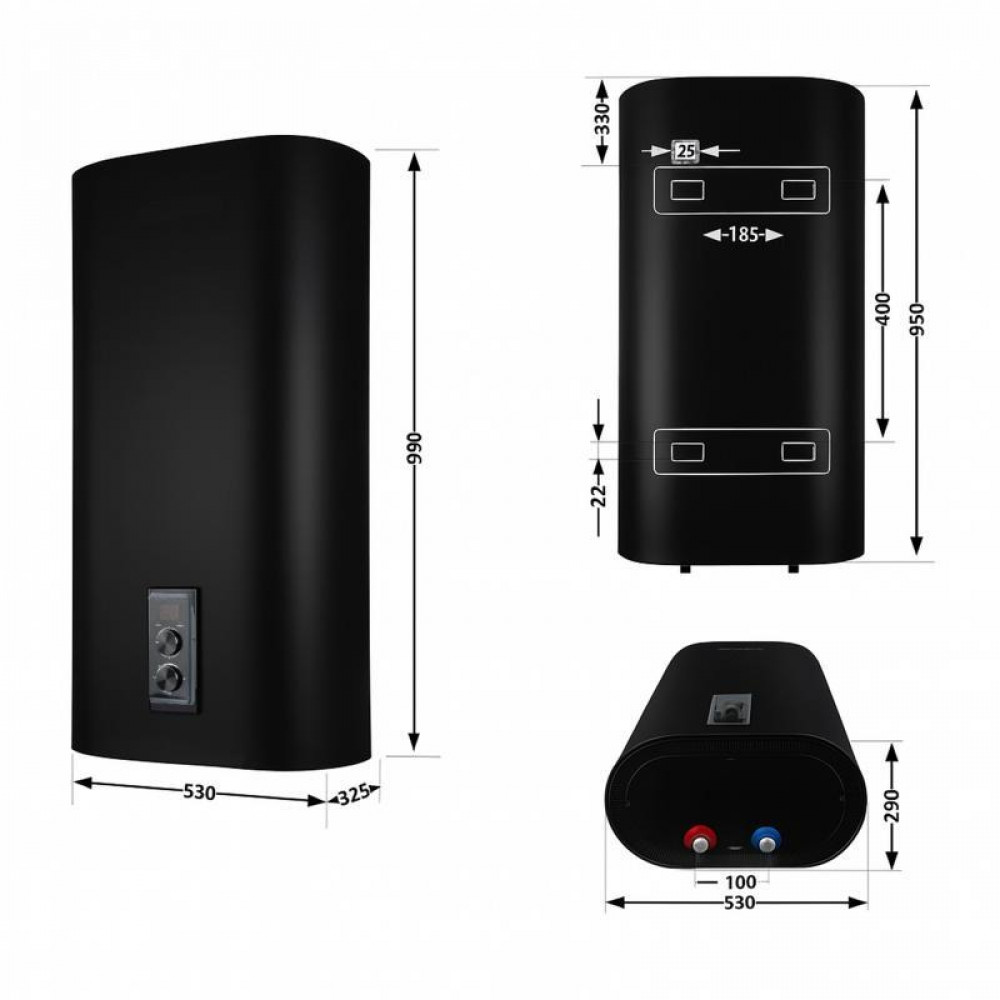 Водонагрівач електричний Thermo Alliance 80 л, Black, плоский, вертикальний, сухий ТЕН 2 кВт (0,8+1,2) DT80V20GPDD2B SD00054043