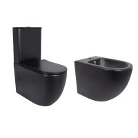 Акційний набір: Унітаз напольний Robin Ultra Quiet QT13226083AMB 660x360x855 Black + Біде напольне Robin