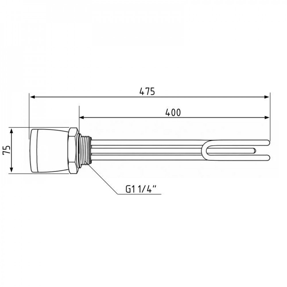 ТЕН з термостатом Galmet GE, 2 кВт, 230 В - 5/4" (1 1/4") (100-140 л) (41020001) SD00054074