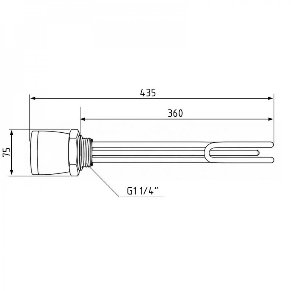 ТЕН з термостатом Galmet GE, 3 кВт, 230 В - 5/4" (1 1/4") (100-140 л) (41030001) SD00054075
