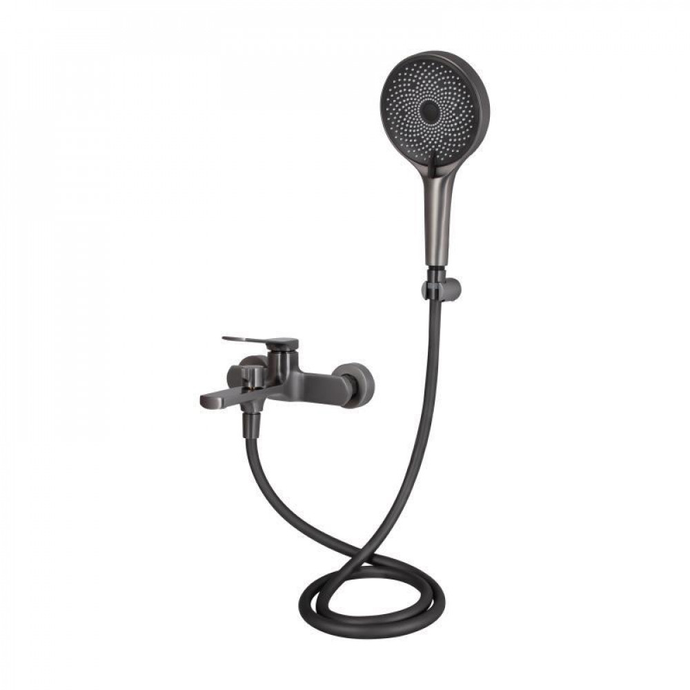 Змішувач для ванни Qtap Slavonice (з душовим гарнітуром) QTSLV259GMB48035 Gunmetal Black PVD SD00054159