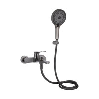 Смеситель для ванны Qtap Slavonice (с душевым гарнитуром) QTSLV259GMB48035 Gunmetal Black PVD