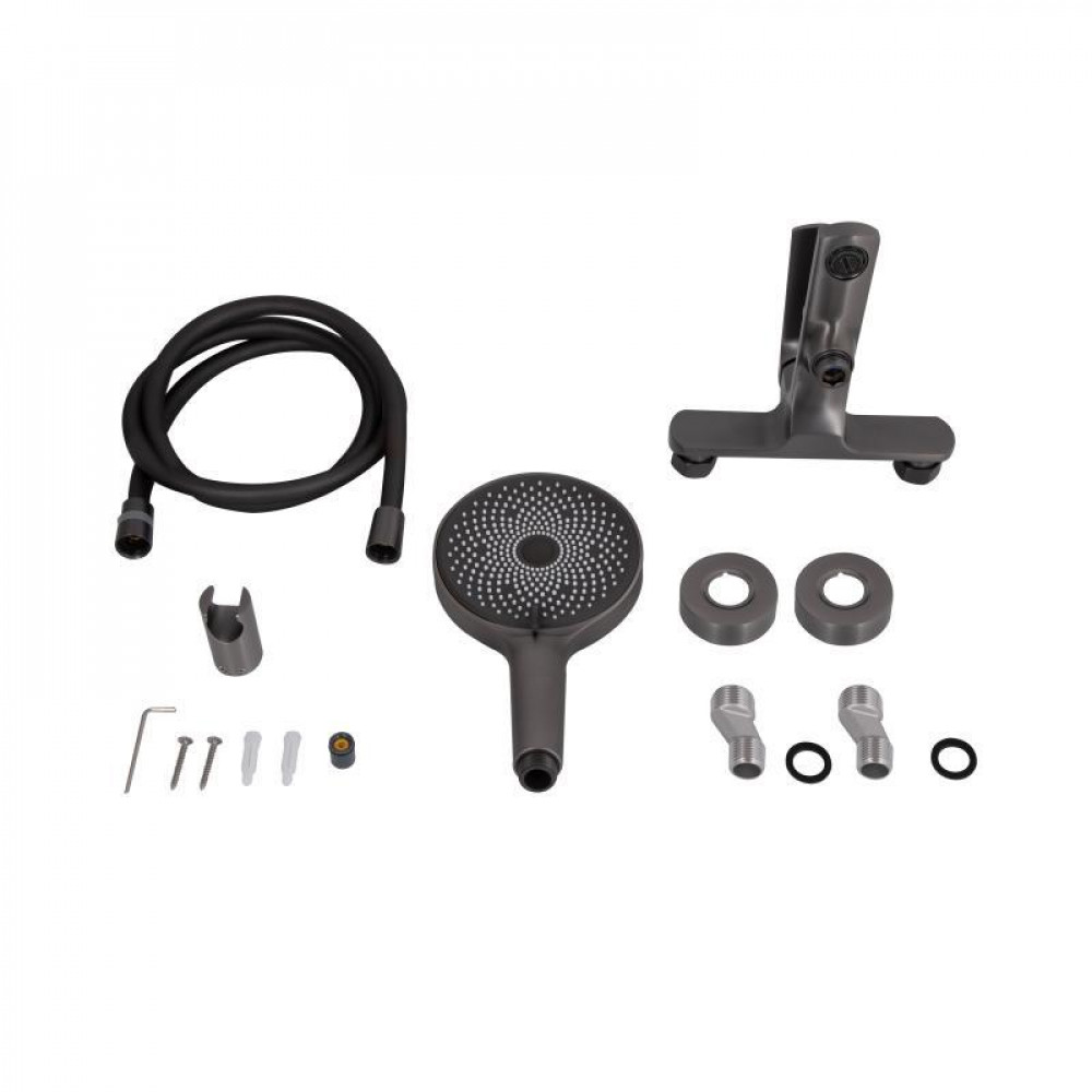 Змішувач для ванни Qtap Slavonice (з душовим гарнітуром) QTSLV259GMB48035 Gunmetal Black PVD SD00054159