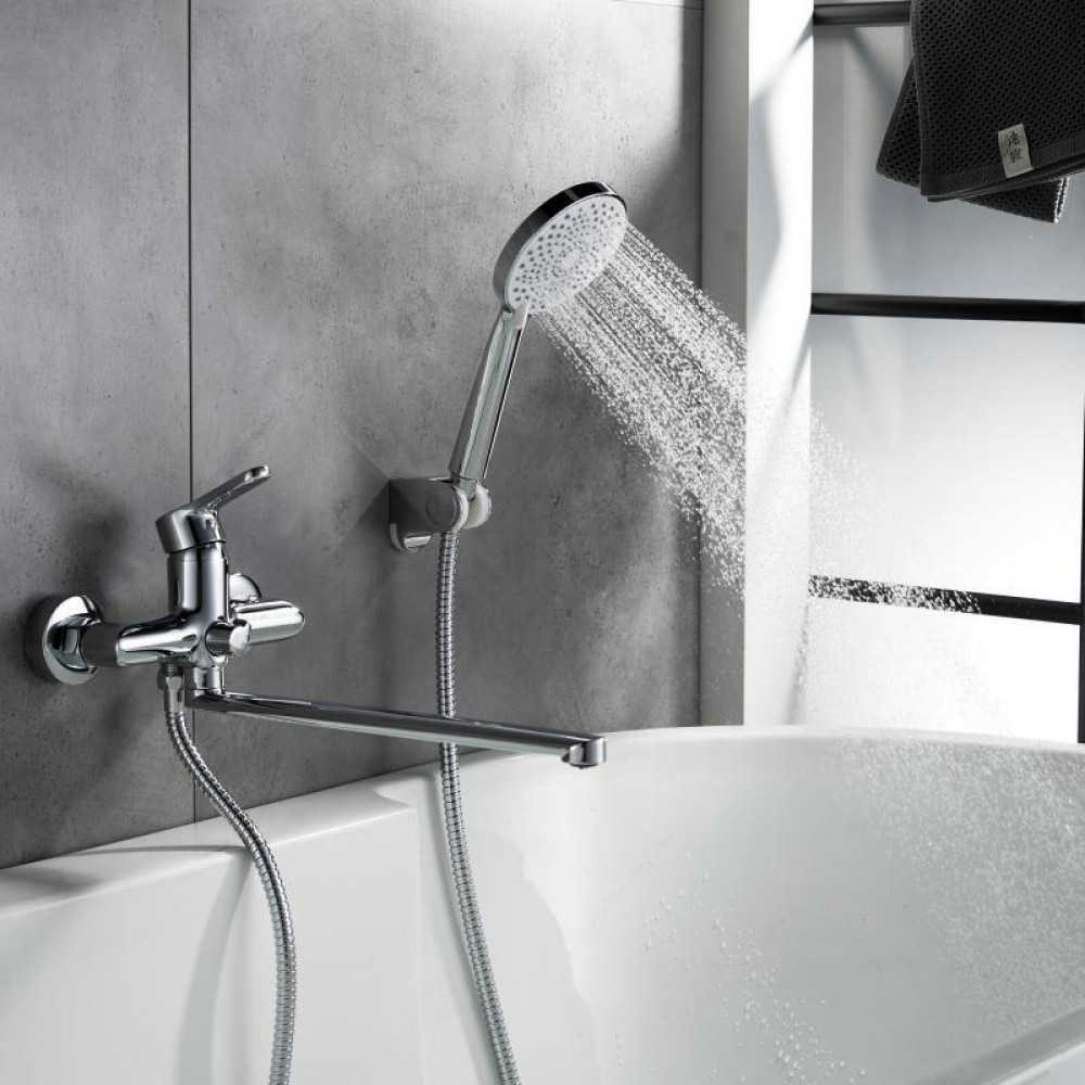 Змішувач латунний для ванни Lidz Astra 005 з поворотним виливом (з душовим гарнітуром) (k35) LDAST005CRM48088 Chrome SD00054212