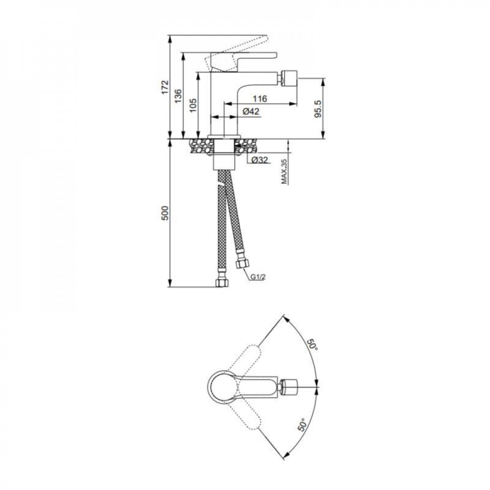Смеситель латунный для биде Lidz Astra 001AF (k35) LDAST001AFCRM48089 Chrome SD00054213
