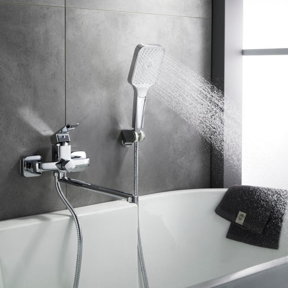 Змішувач латунний для ванни Lidz Orion 005 з поворотним виливом (з душовим гарнітуром) (k35) LDORI005CRM48094 Chrome SD00054218