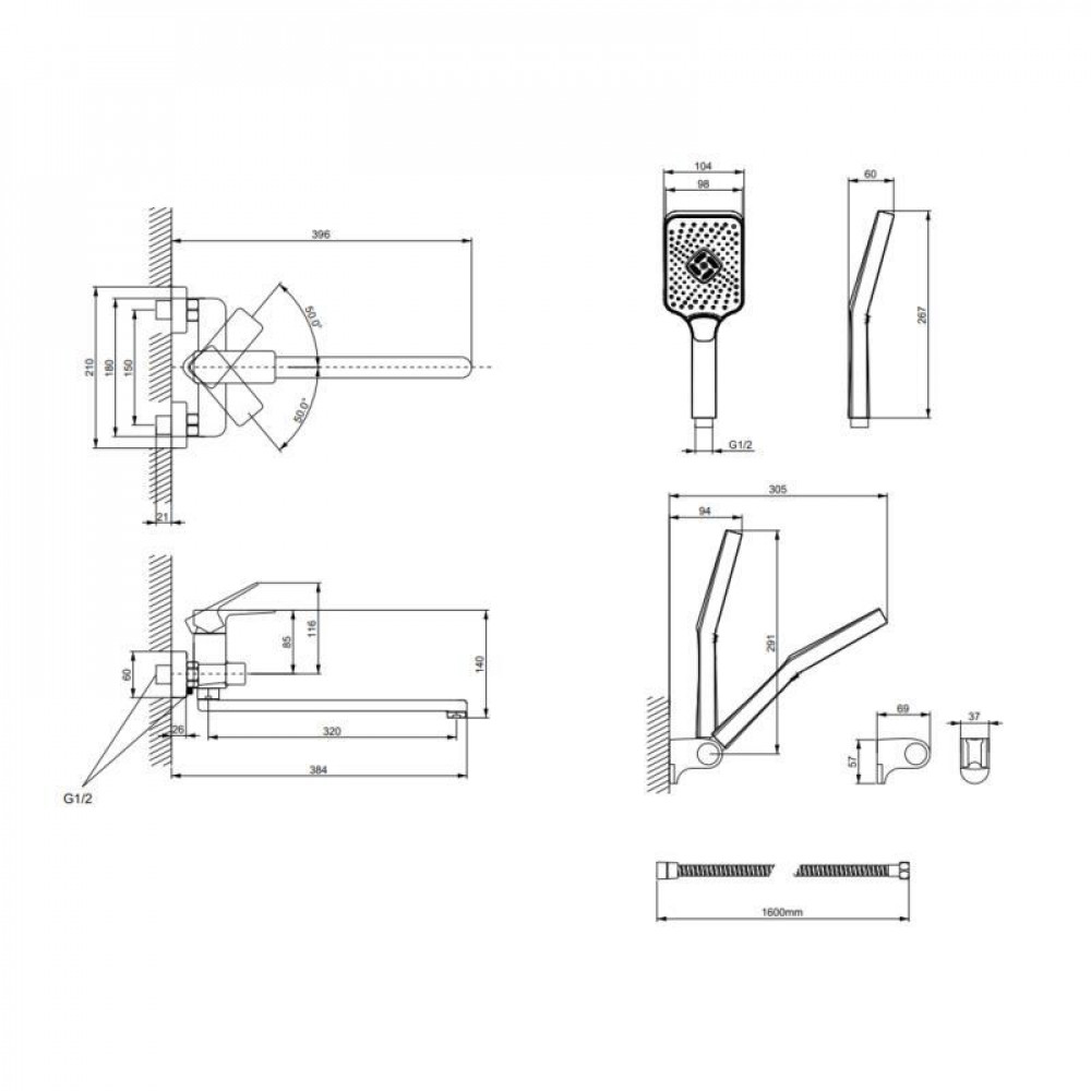 Змішувач латунний для ванни Lidz Orion 005 з поворотним виливом (з душовим гарнітуром) (k35) LDORI005CRM48094 Chrome SD00054218