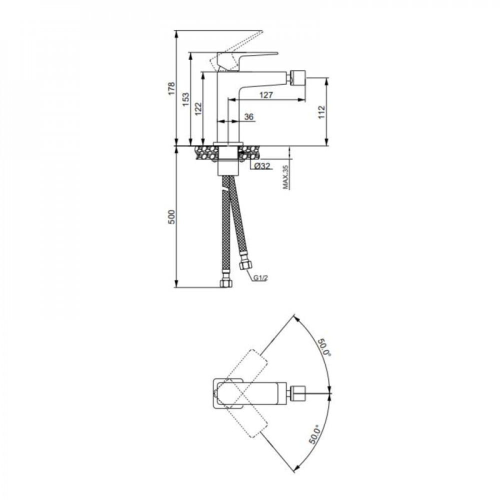 Змішувач латунний для біде Lidz Orion 001AF (k25) LDORI001AFCRM48095 Chrome SD00054219