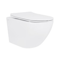 Унітаз підвісний Jay Rimless 485×360×320 мм, White, з сидінням Slim Duroplast/ Soft-close/ Quick Relase QT07335177RW Qtap