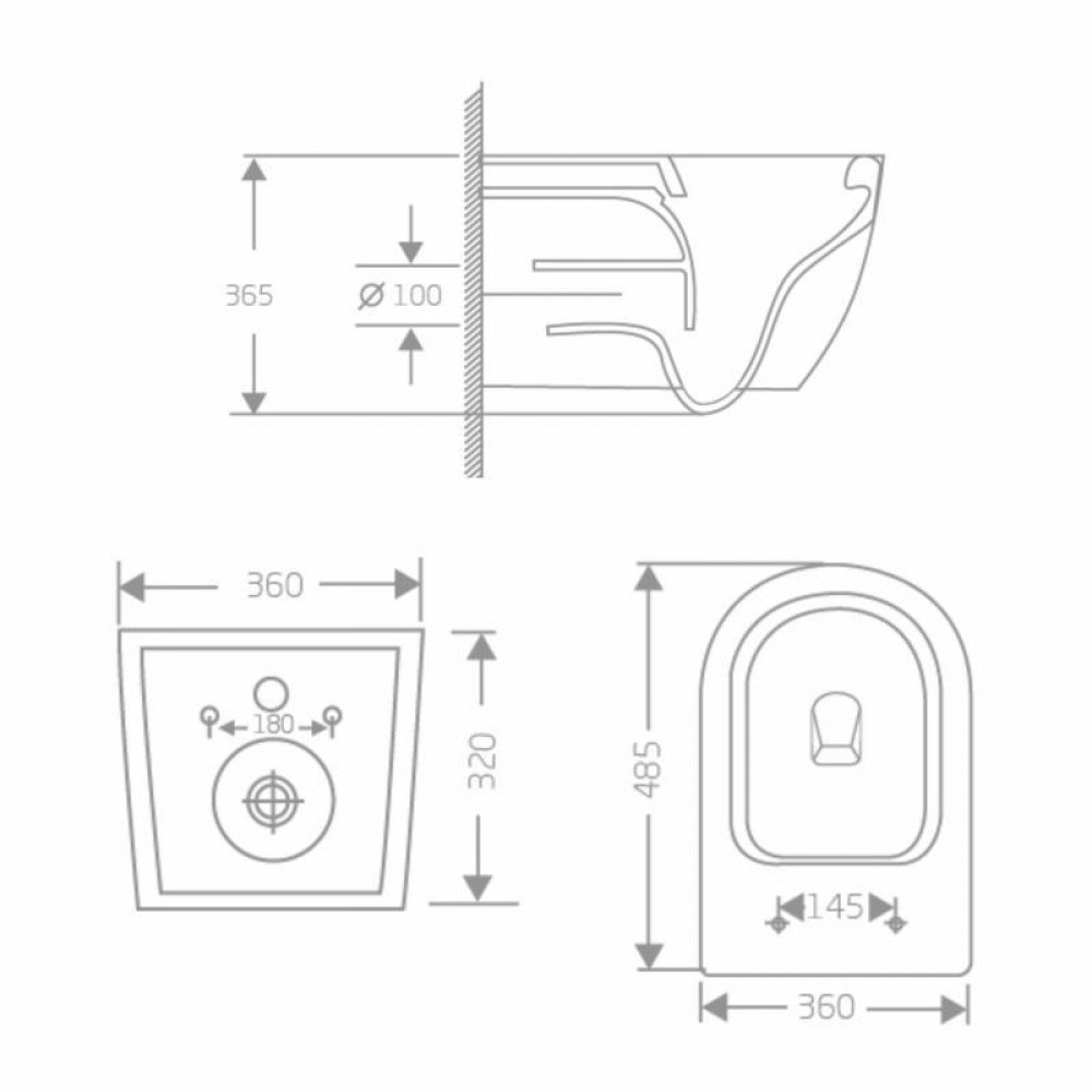 Унітаз підвісний Jay Rimless 485×360×320 мм, White, з сидінням Slim Duroplast/ Soft-close/ Quick Relase QT07335177RW Qtap SD00054231