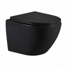 Унітаз підвісний Qtap Jay Ultra Quiet 485х360х320 мм, Matt Black, сидінням Slim Duroplast/ Soft-close/ Quick Relase QT07335177MB