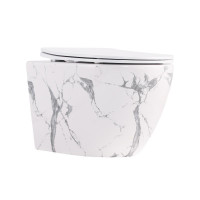 Унитаз подвесной Robin Ultra Quiet 490×365×325 мм, Marble, с сиденьем Slim Duroplast / Soft-close / Quick Release QT13332381АSMR