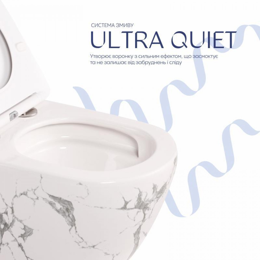 Унітаз підвісний Robin Ultra Quiet 490×365×325 мм, Marble, з сидінням Slim Duroplast / Soft-close / Quick Release QT13332381АSMR SD00054281