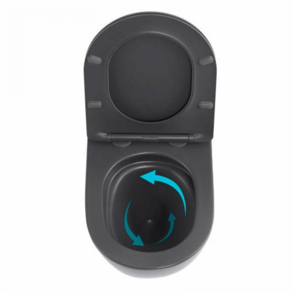 Унітаз підвісний Robin Ultra Quiet 490×365×325 мм, Anthracite, з сидінням Slim Duroplast / Soft-close / Quick Release SD00054283