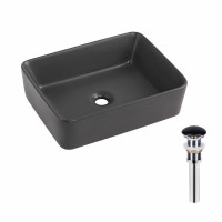 Раковина накладная Qtap Tern 480x370x135 мм, Anthracite, прямоугольная, с донным клапаном QT17116069AN