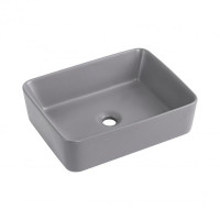 Раковина накладна Qtap Tern 480x370x135 мм, Stone grey, прямокутна, з донним клапаном QT17116069SG