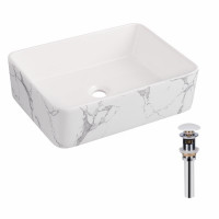 Раковина накладная Qtap Tern 480x370x135 мм, Marble, прямоугольная, с донным клапаном QT17116069MR