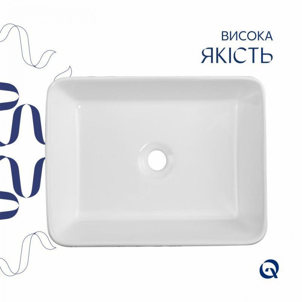 Раковина накладна Qtap Tern 480x370x135 мм, Marble, прямокутна, з донним клапаном QT17116069MR SD00054303