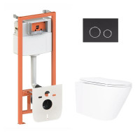 Готове рішення Qtap для ванної кімнати: підвісний унітаз Swan Ultra Quiet 520x360x320 + комплект інсталяції Nest 4 в 1 (кругла