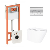 Готове рішення Qtap для ванної кімнати: підвісний унітаз Swan Ultra Quiet 520x360x320 + комплект інсталяції Nest 4 в 1 (кругла