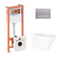 Готове рішення Qtap для ванної кімнати: підвісний унітаз Swan Ultra Quiet 520x360x320 + комплект інсталяції Nest 4 в 1 (квадратна
