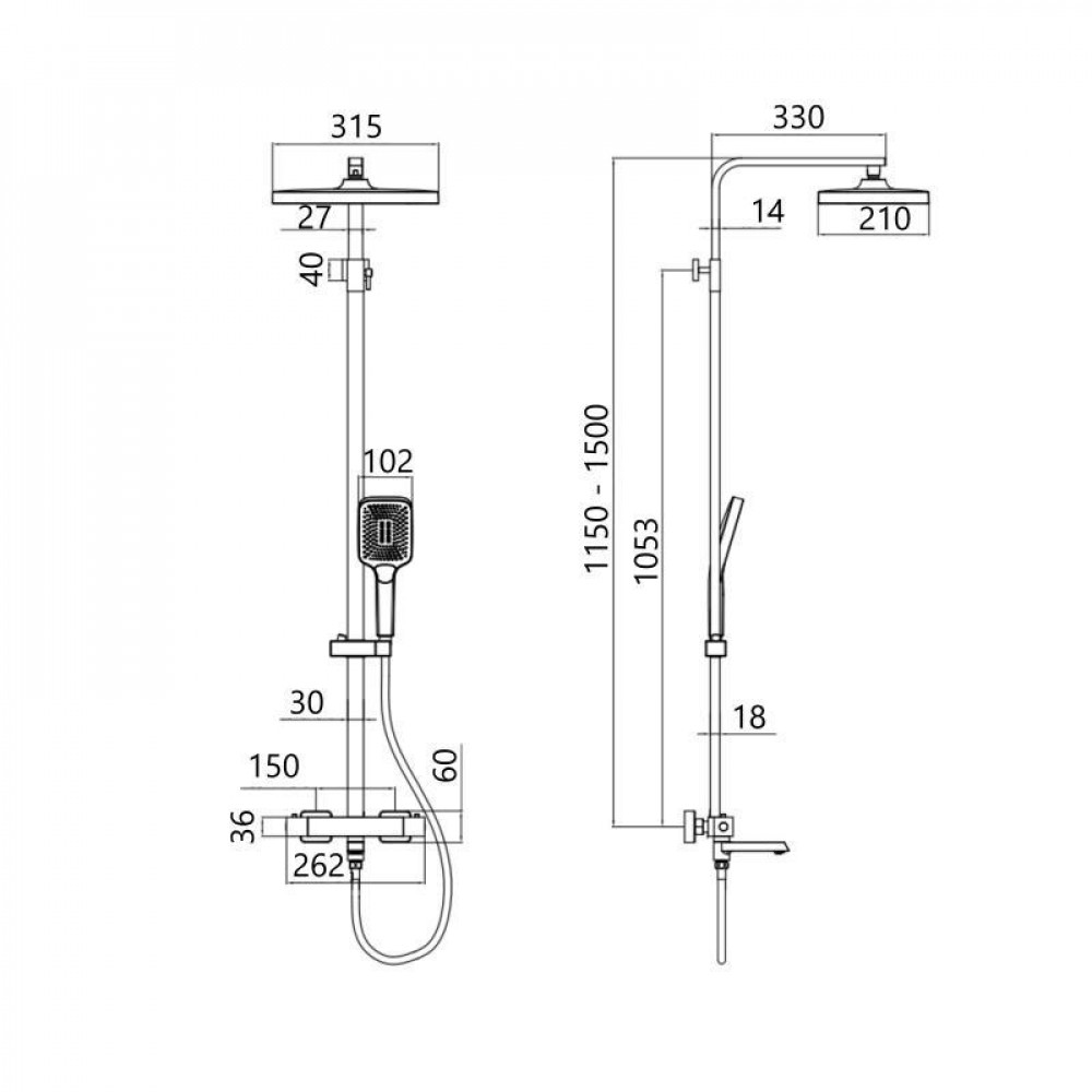 Душевая система универсальная Qtap Sloup термостатическая на три потребителя (с изливом) QTSLO51103OC48217 Chrome SD00054341