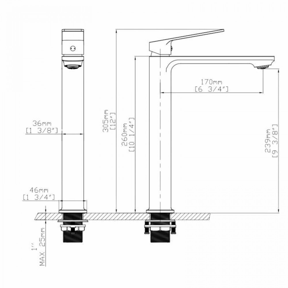 Змішувач для раковини високий Qtap Capricorn, Chrome (k26) QTCAP1060H102C48220 SD00054344